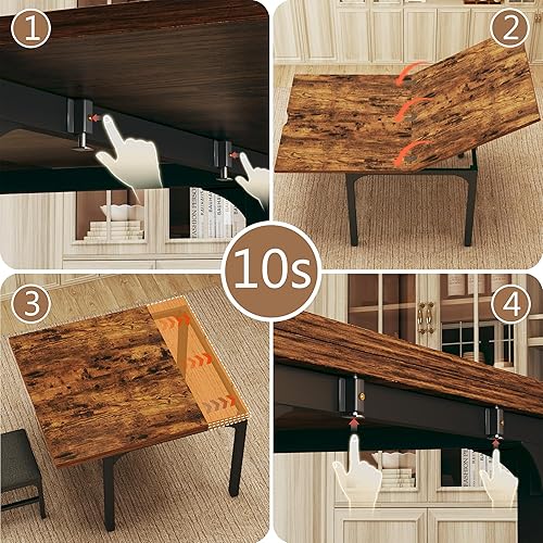 Miniatura 2 de Juego de mesa de comedor de 7 piezas para 4-6, sillas extensibles para mesa de cocina, juego de 6 con 6 sillas, mesa de comedor rectangular con