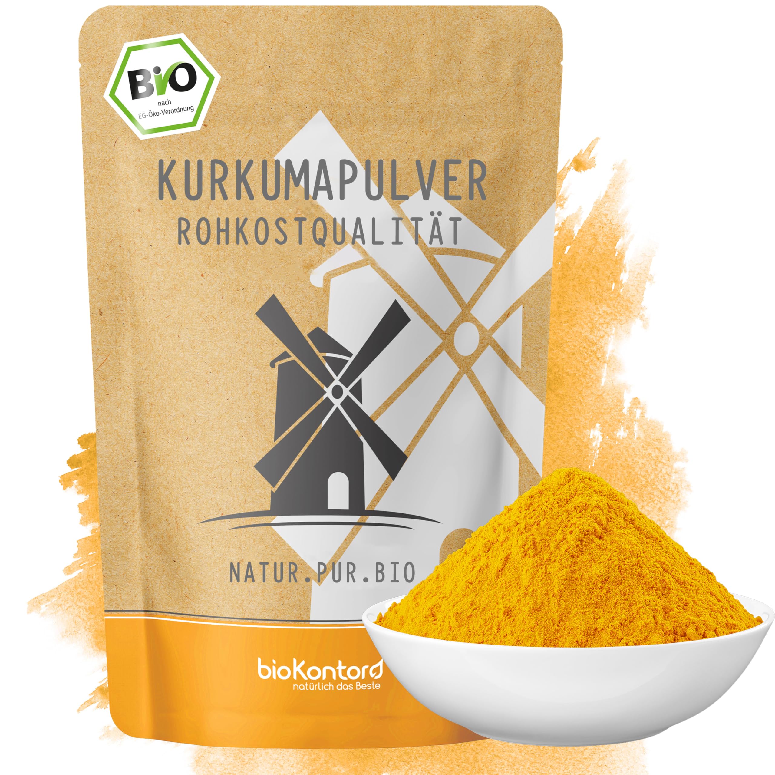 bioKontor – BIO Kurkuma Pulver 1kg – 100% naturbelassen – mit Curcumin