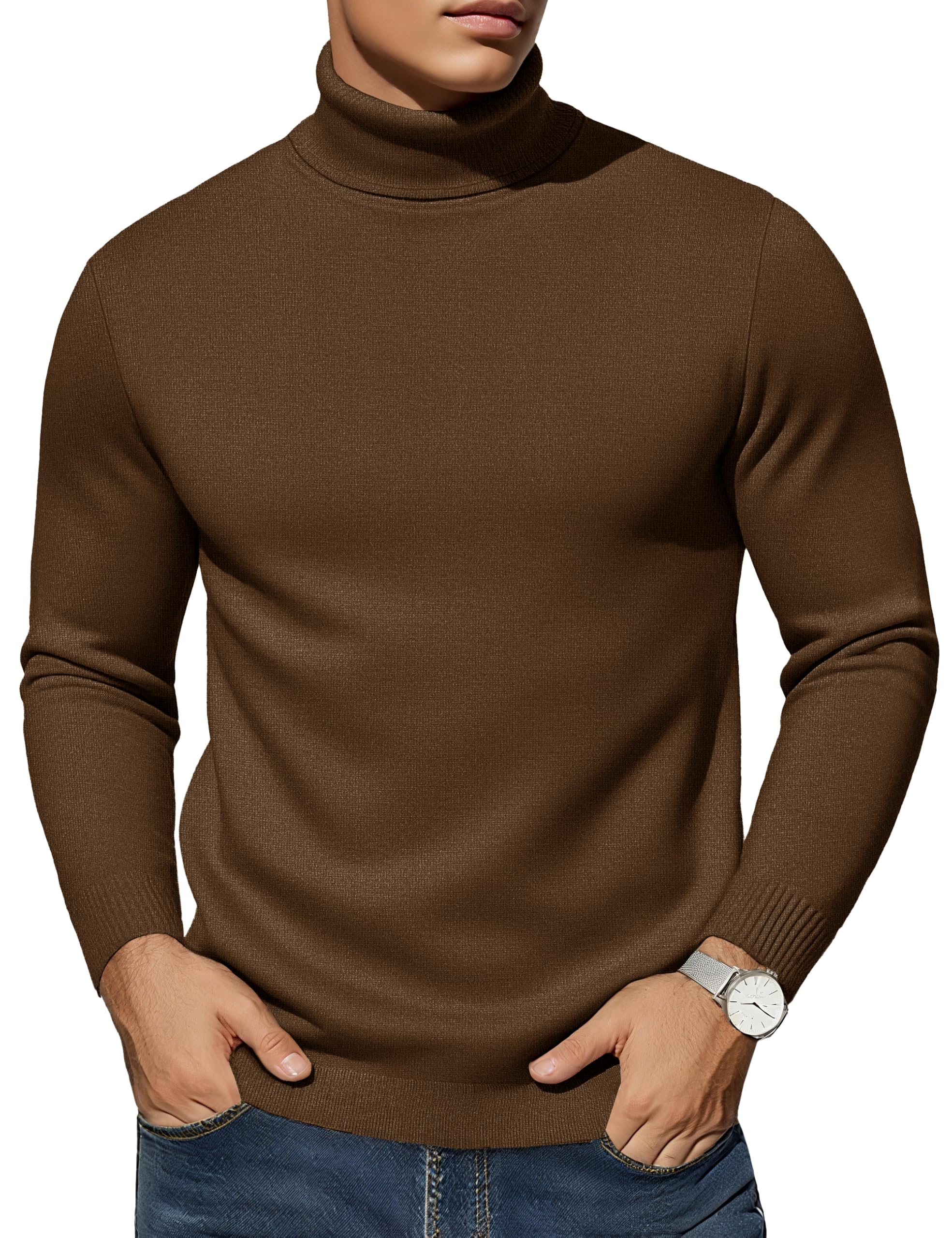 eklentson Men's Turtleneck Sweaters Knitted Pullover Long Sleeve Lightweight Slim Fit Sweater Fall Winter-picture-19