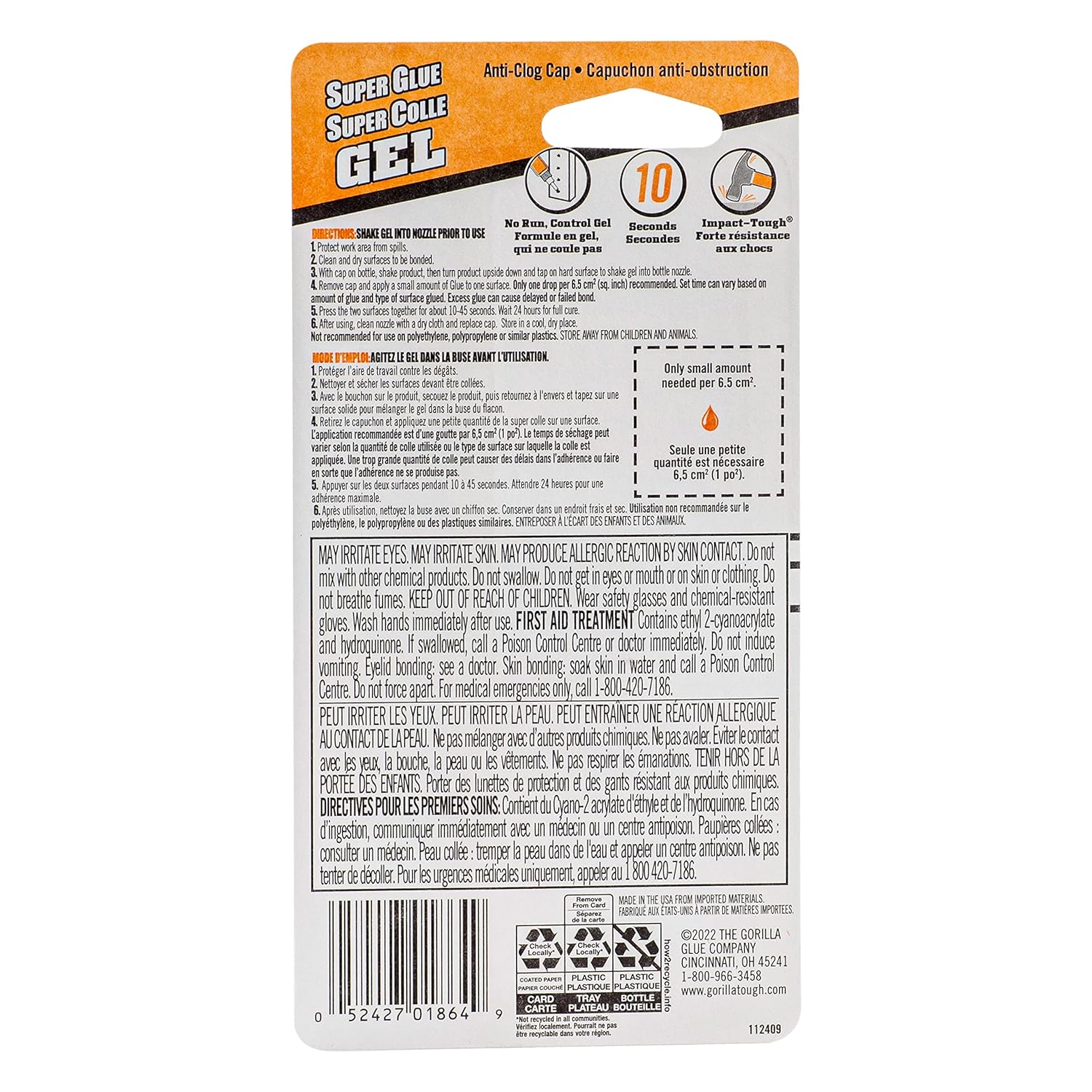 Gorilla Super Glue Gel, Fast-Setting, Thick Formula with Anti-Clog Cap, Clear Cyanoacrylate, 0.53oz/15g, Pack of 1 - Image 2