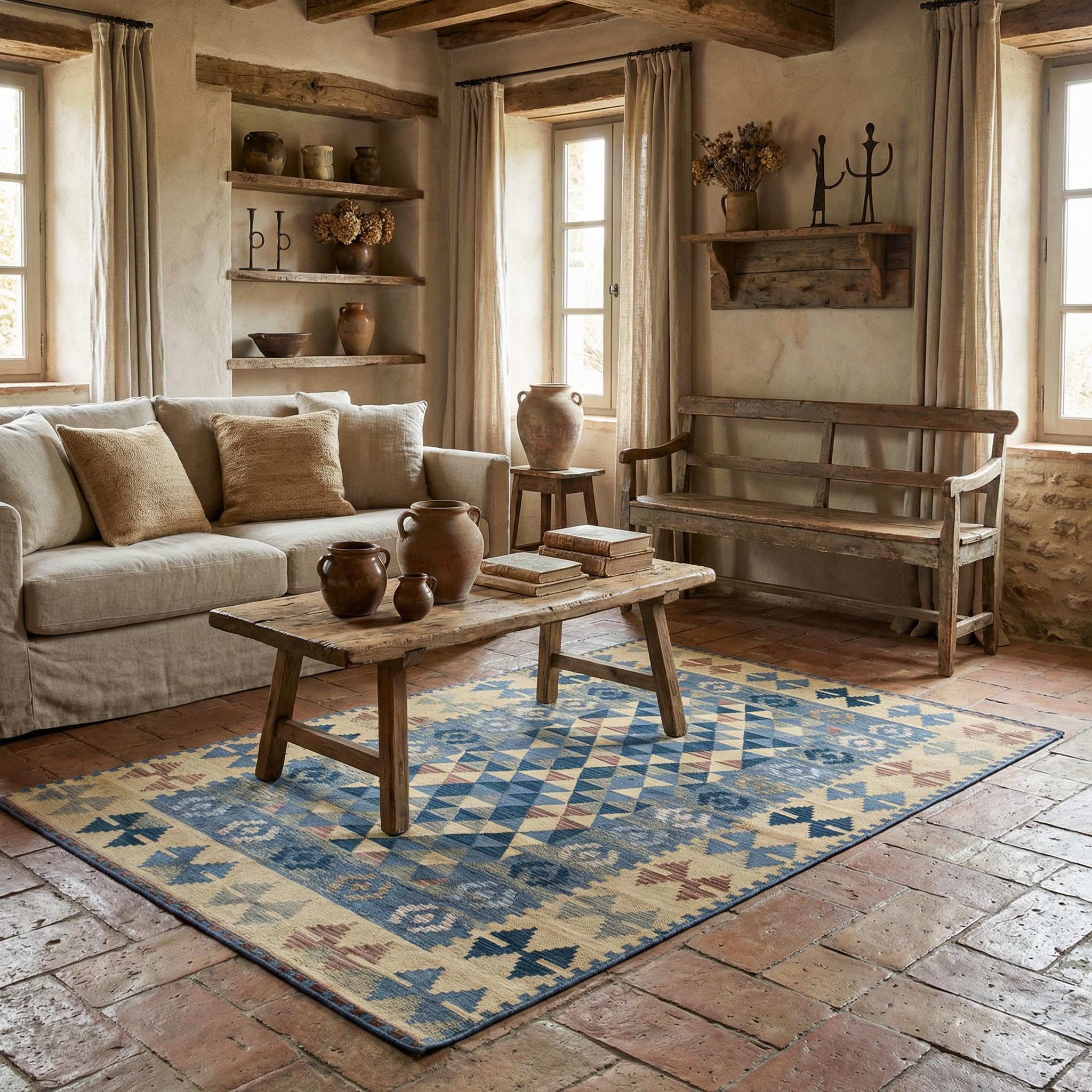 Floori Tappeto Kilim Arredo Classico Moderno Orientale Geometrico Colori Moderni Arredo Salotto Camera Passatoia Cucina Con Antiscivolo Made in Italy (Verde Cenere, 160x240 cm)