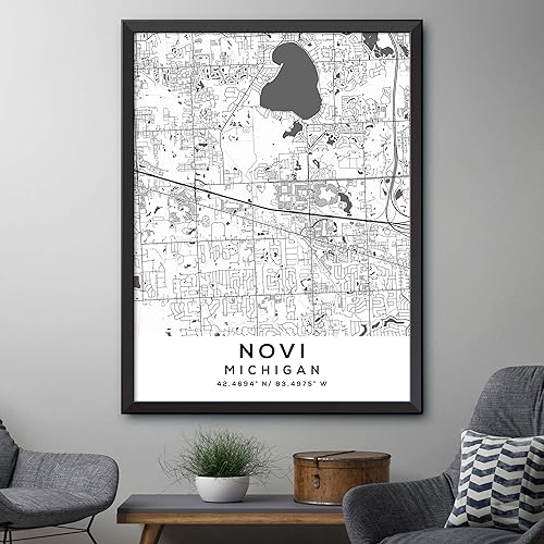 Miniatura 4 de Mapa de Novi, Michigan, Light 2 (12x16)