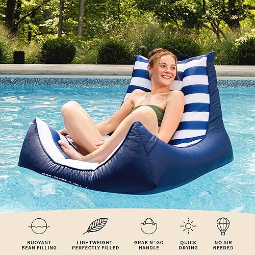 Miniatura 6 de Big Joe Captain's Float No Inflation Needed Pool Lounger, Double Sided Mesh, Quick Draining Fabric