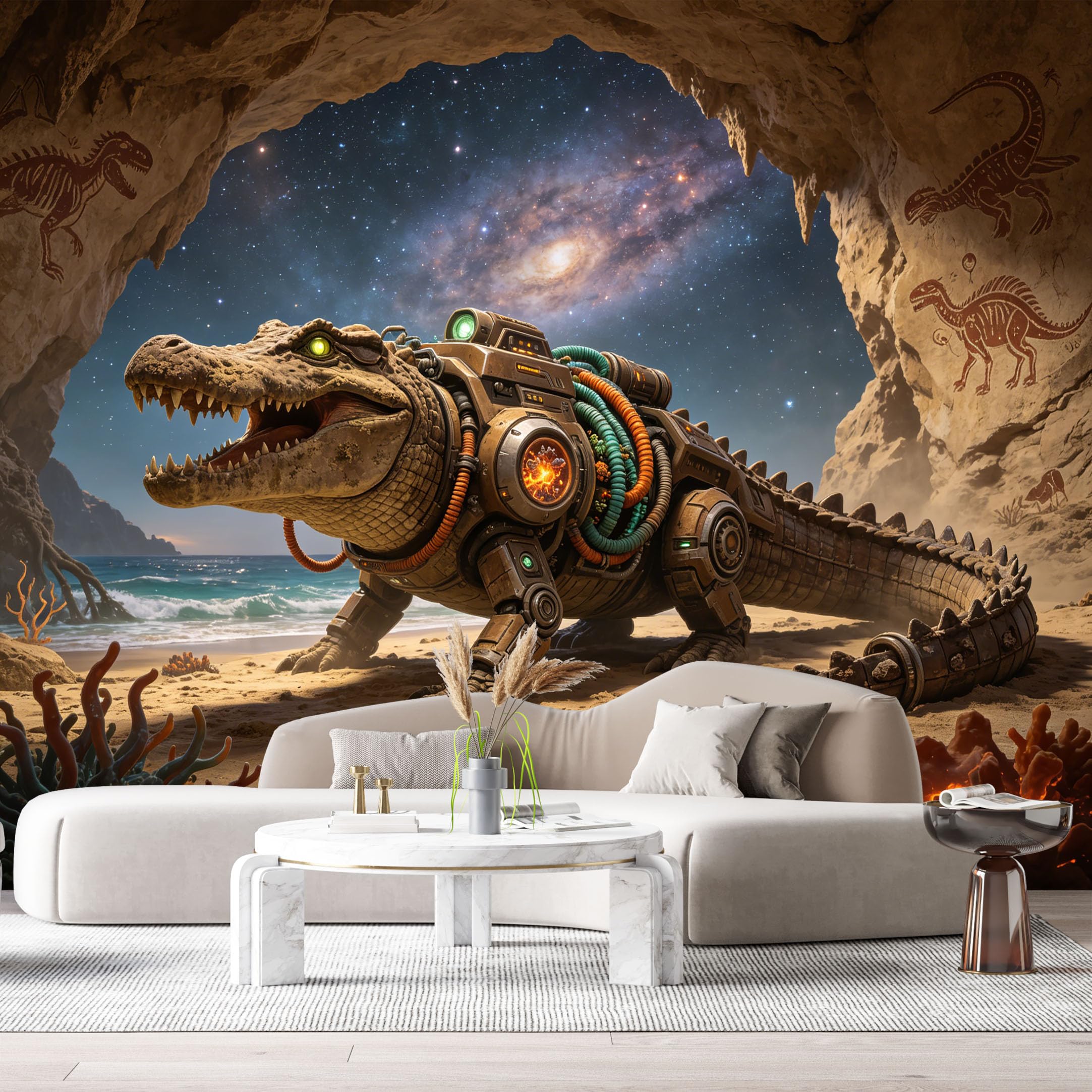 Custom Size Wall Mural Mechanical Crocodile Mech Science Fiction Robot Futuristic Armor 3D Textured SelfAdhesive Art Prints Removable Large Wallpaper Esports Room Game Room Studio