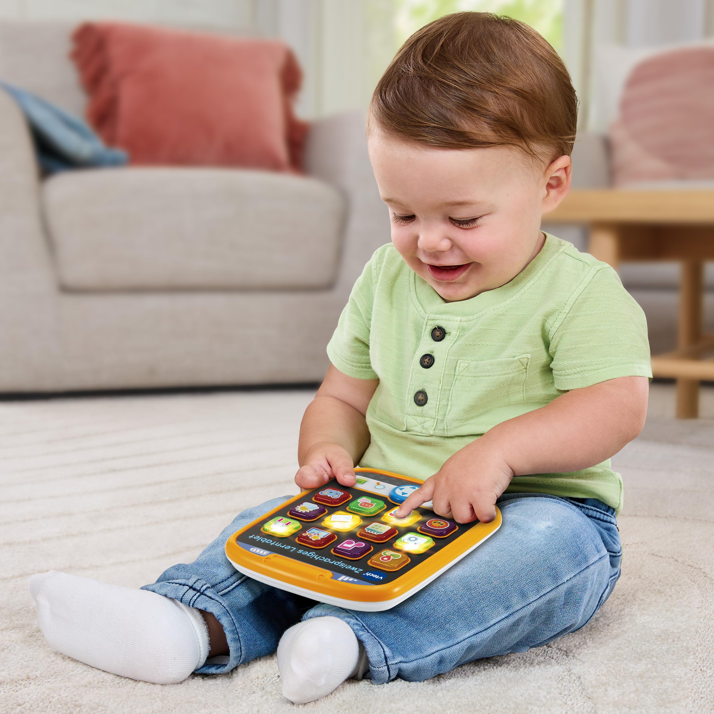 VTech Tablet educativo bilingue Baby – giocoso prime parole in tedesco e inglese – con 12 tasti luminosi, modalità di gioco interattive e musica – per bambini dai 9 ai 36 mesi
