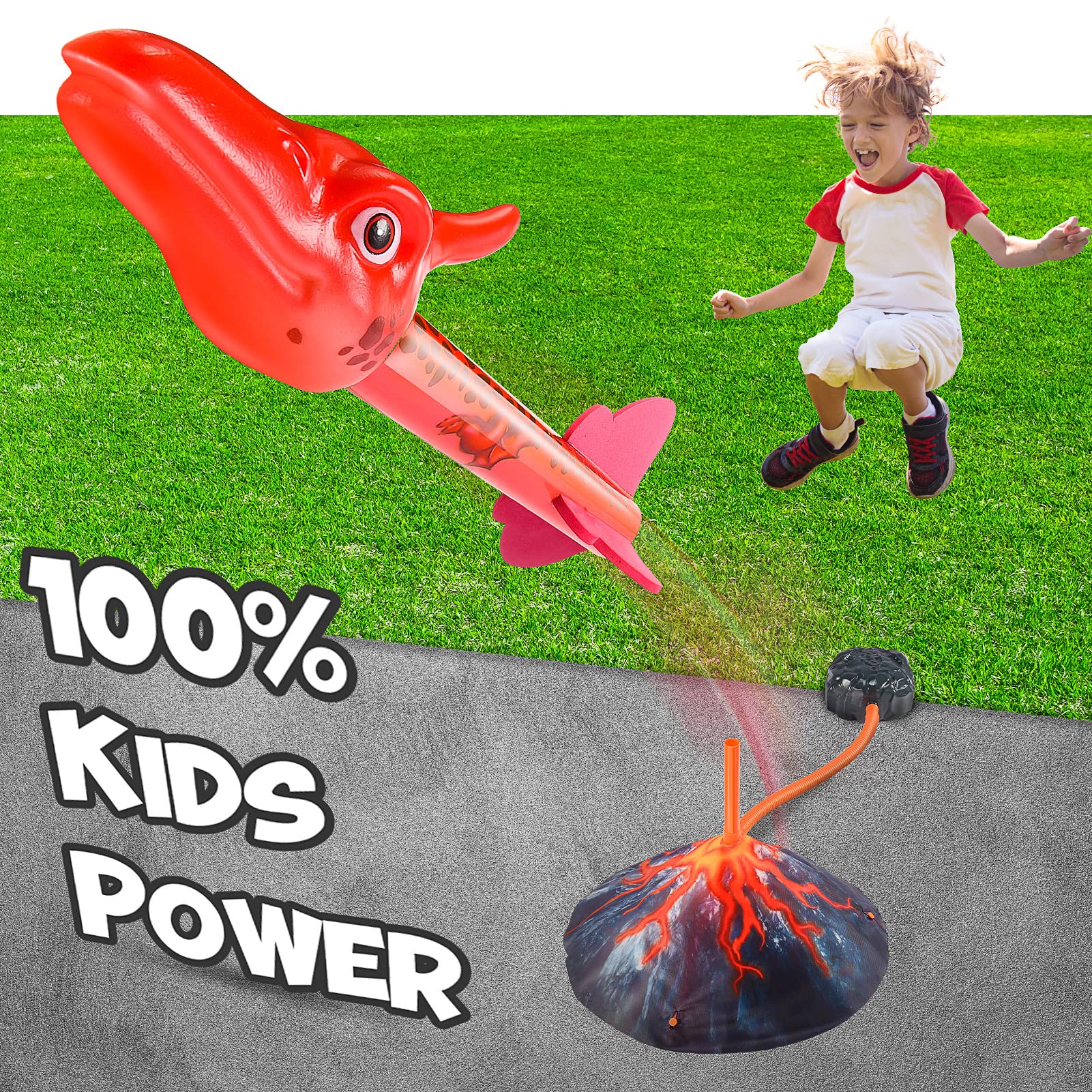Anginne Dinosaurios Cohete Juguete, Juegos al Aire Libre en Familia - Regalos Cumpleaños para Niños