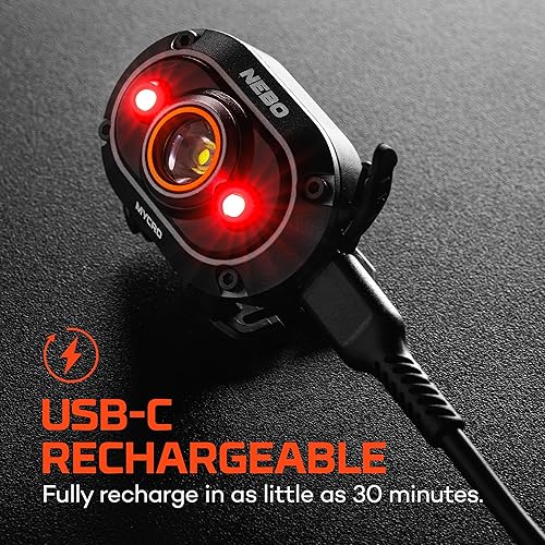 Miniatura 2 de NEBO MYCRO 450 - Linterna frontal recargable 450 lúmenes, 6 modos de luz, resistente al agua, clip desmontable para sombrero, lámpara de cabeza