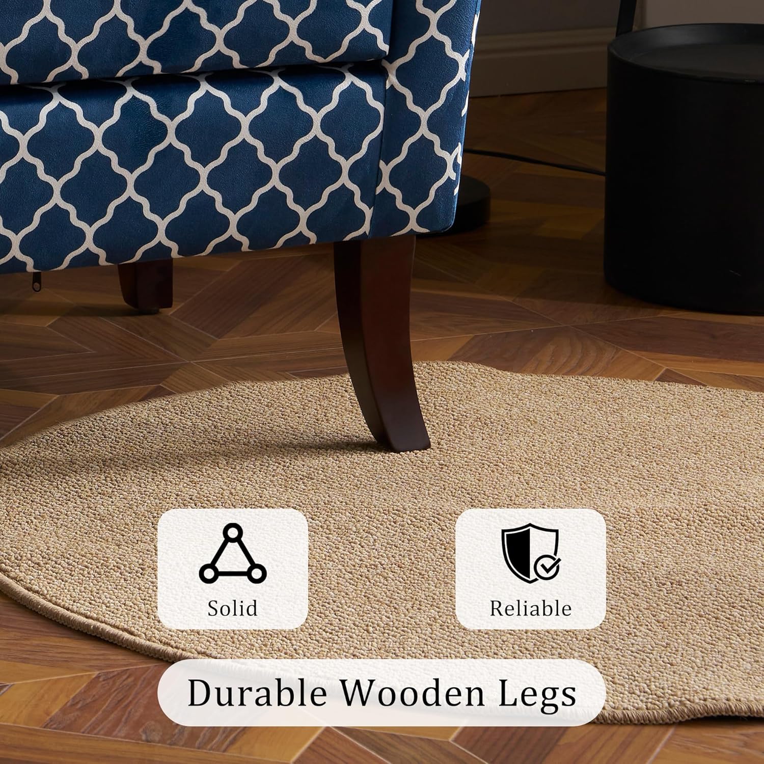 Plaid Accent Chair Set of 2, Mid-Century Modern Wingback Armchair Club Sofa Chair Living Room Chair for Bedroom, Balcony, Lounge (Blue Check)