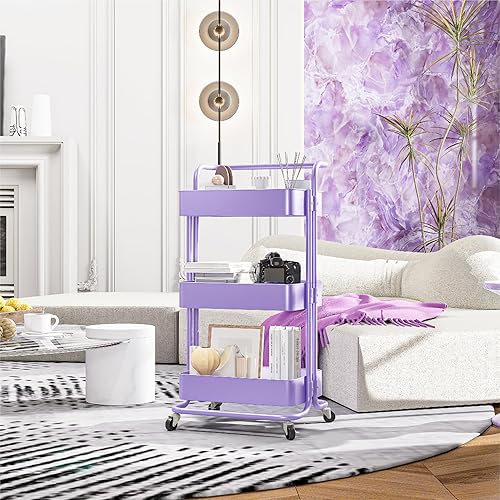 Miniatura 2 de Carrito de metal de 3 niveles con ruedas, carrito de almacenamiento de utilidad, organizador multifuncional de almacenamiento para cocina,