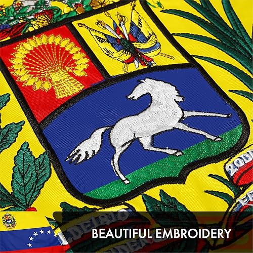 Miniatura 4 de G128 Bandera venezolana de 7 estrellas 3 x 5 pies Serie doble ToughWeave bordado de doble cara de poliéster 210D Bandera de país, diseño bordado,