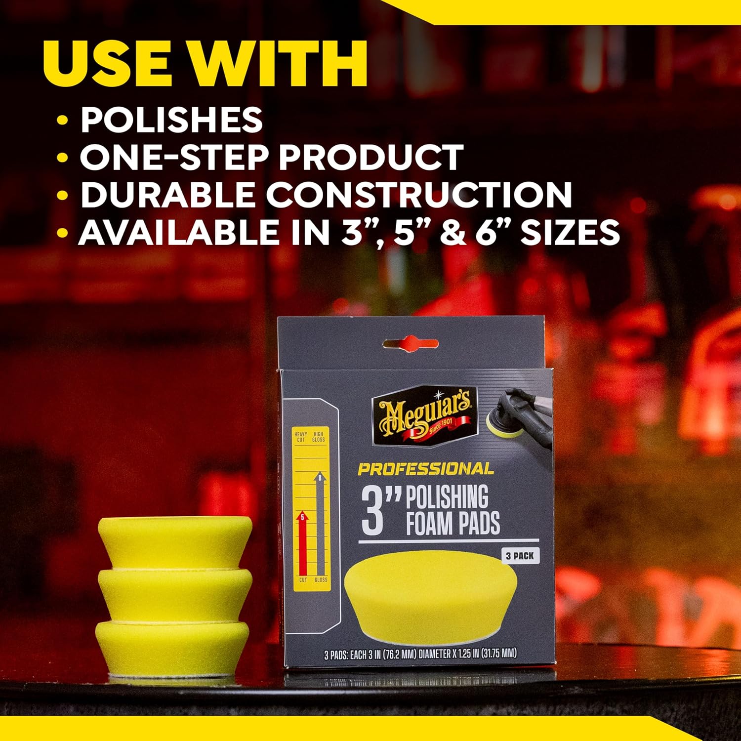 Meguiar's Professional 3" Polishing Foam Pad, 3pk, 14/CV