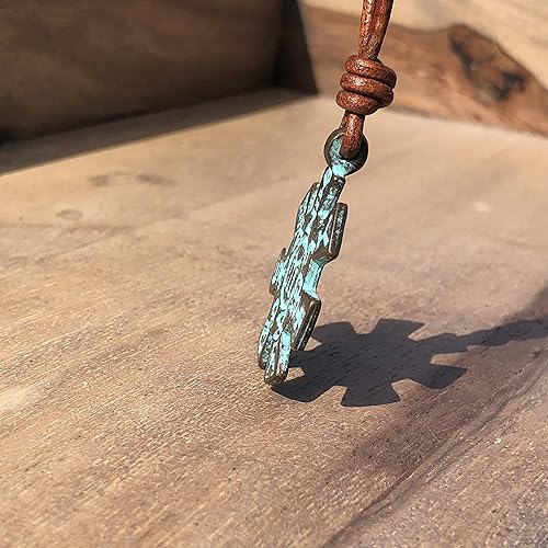 Miniatura 4 de The Pliska Rossette Necklace Copper Pliska Boho Jewelry, Mens jewelry, leather necklace for men, boyfriend gift