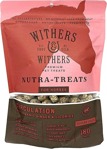 Withers & Withers Golosinas para caballos sin azúcar, jengibre orgánico, regaliz con galletas de salvado de avena, golosinas de cabra de 16 onzas,
