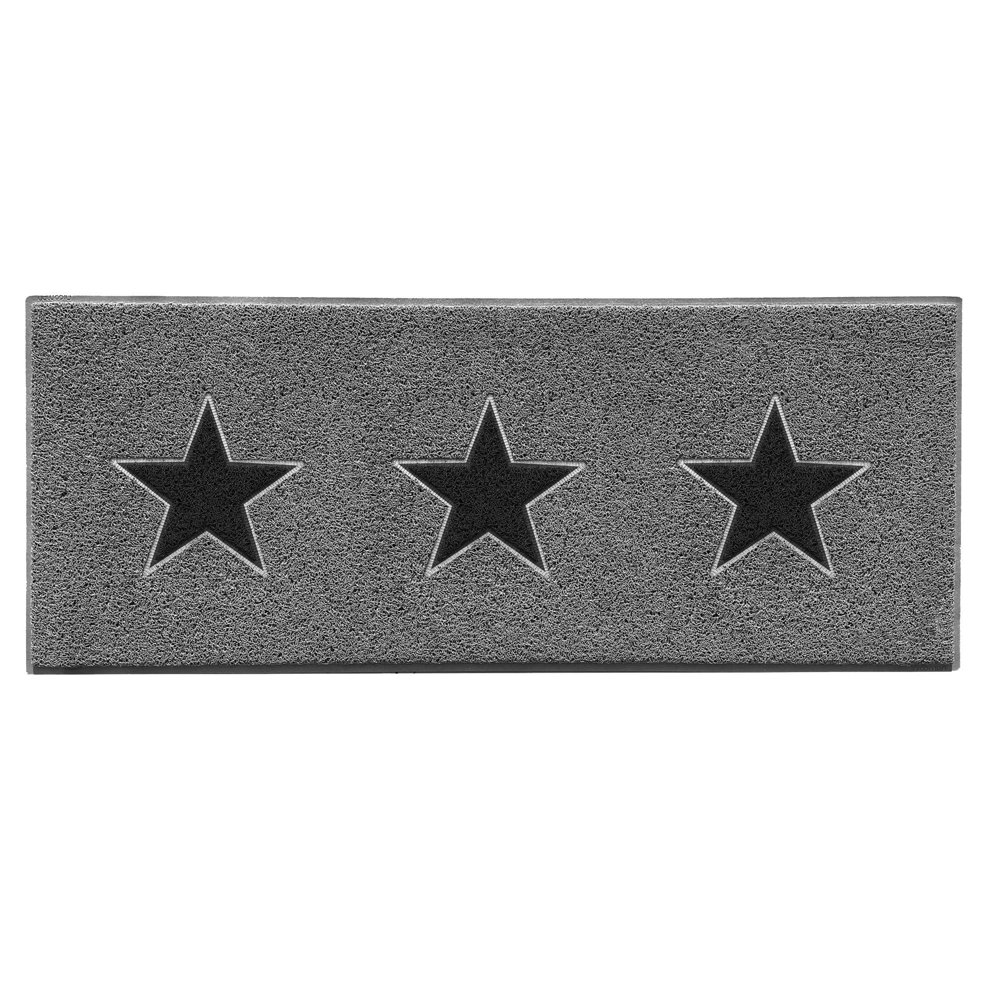 Nicoman STAR Paillasson Anti-saleté Pour Intérieur Et Extérieur (75 X 44 Cm, Noir Avec étoile Grise