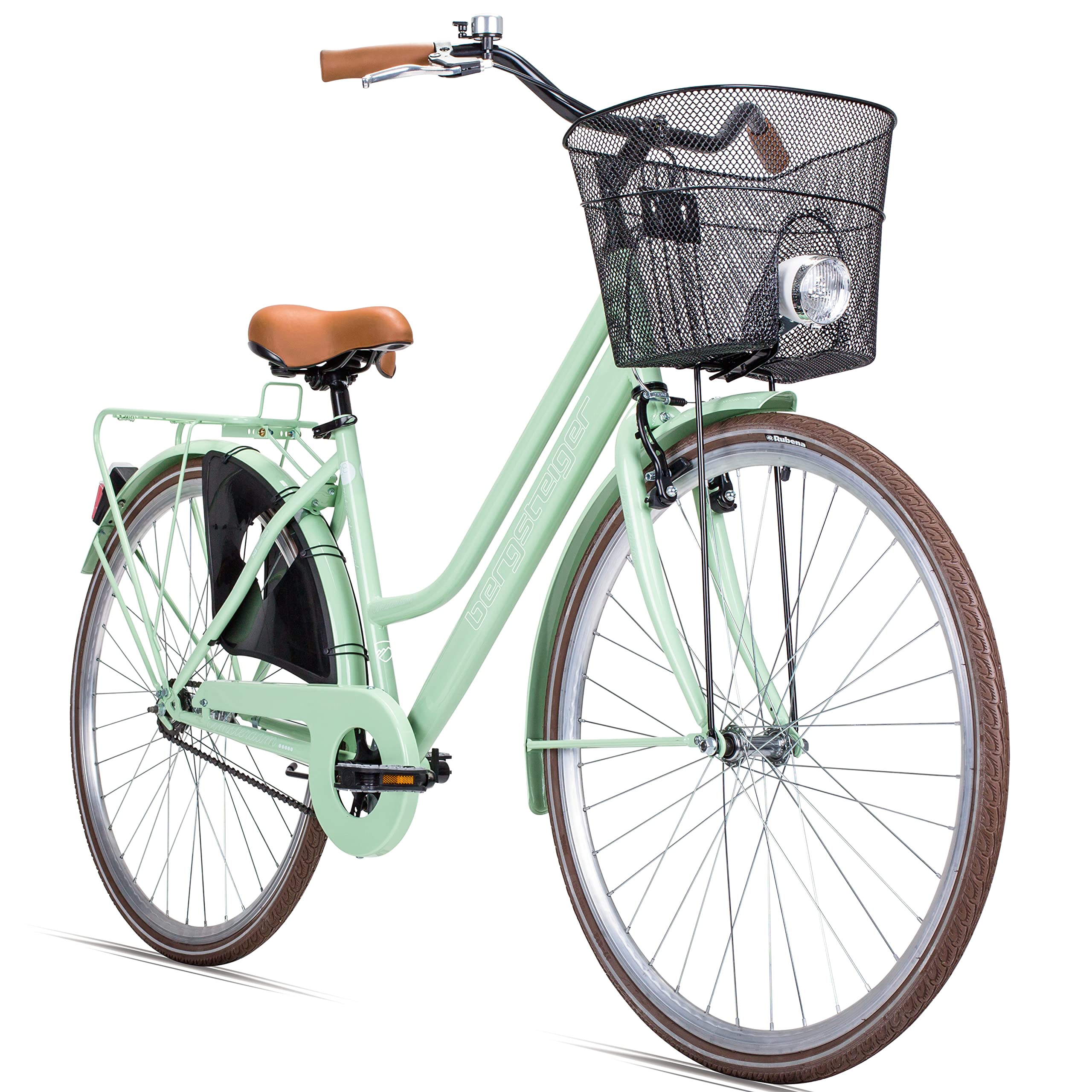 Bergsteiger Amsterdam Damenfahrrad 26/28 Zoll Retro Hollandrad/Citybike | Perfekt ab 140 cm Körpergröße mit StVZO-Licht, Korb und Rücktrittbremse. Zu 90% vormontiert sowie kostenfreier Rückversand.