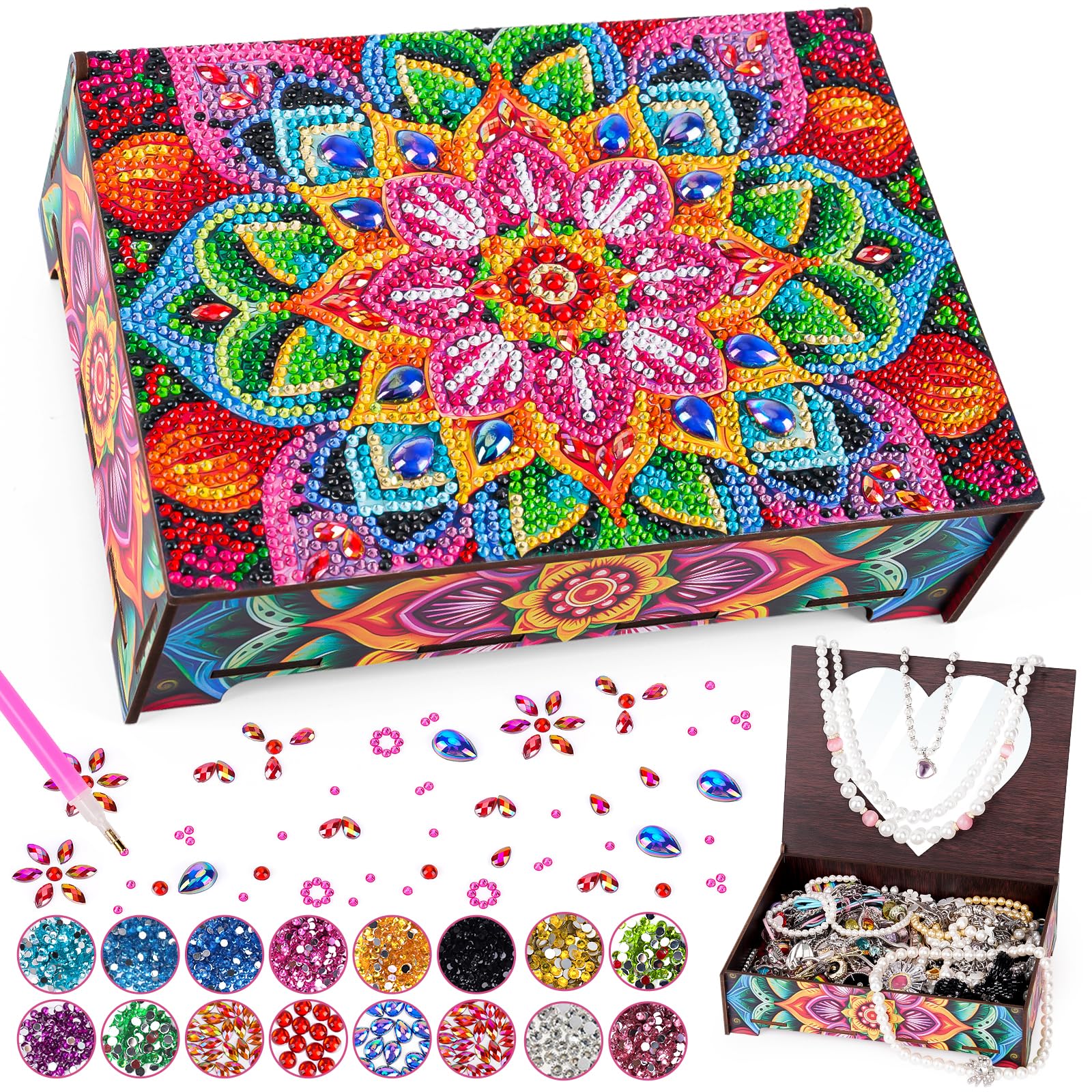 Geschenke Mädchen 7 8 9 10 11 Jahre, Diamond Painting Schmuckkästchen Kinder ab 8 10 Jahre, Bastelset Kinder ab 6 Jahre, Kreatives Basteln Geburtstagsgeschenke Mädchen 5-12, Diamant Painting Spielzeug