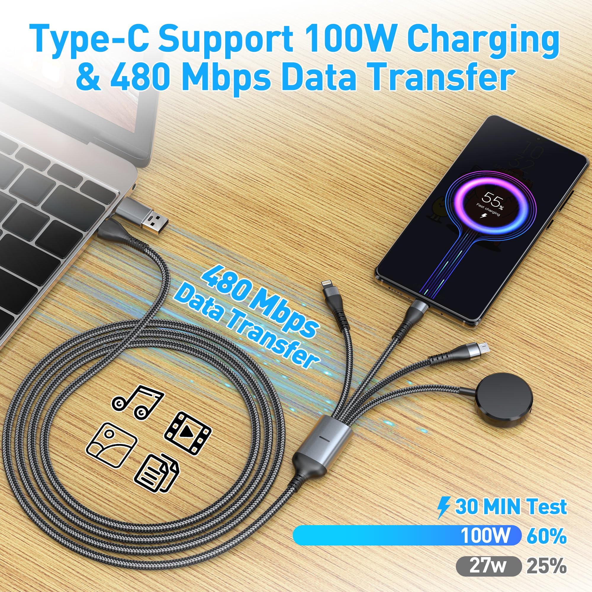 Galaxy Câble de charge multi pour Galaxy Watch 4/6/5/5 Pro