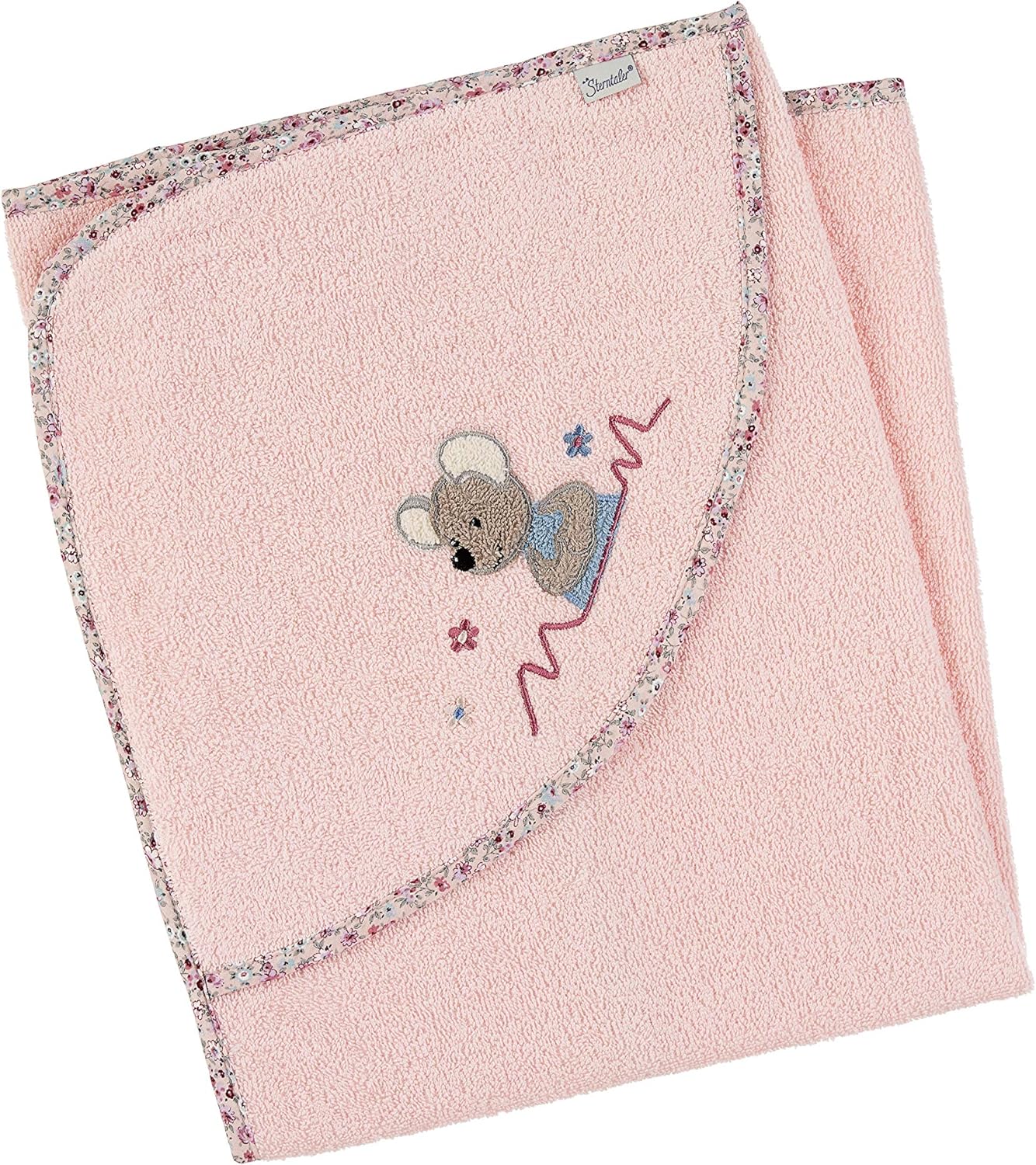 Sterntaler Kapuzenbadetuch Maus Mabel, Alter: ab 0 Monate, 80 x 80 cm, Zartrosa