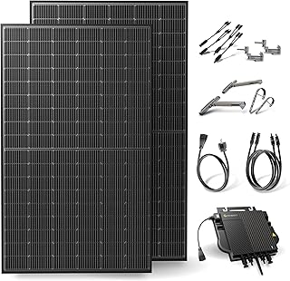 Solakon® 1000W Balkonkraftwerk mit Halterung (Balkon) - Balkonkraftwerk 800W komplett Steckdose - neuester 800 Watt Wechselrichter - Solaranlage Komplettset - 500W bifaziale Solarmodule inkl. Zubehör