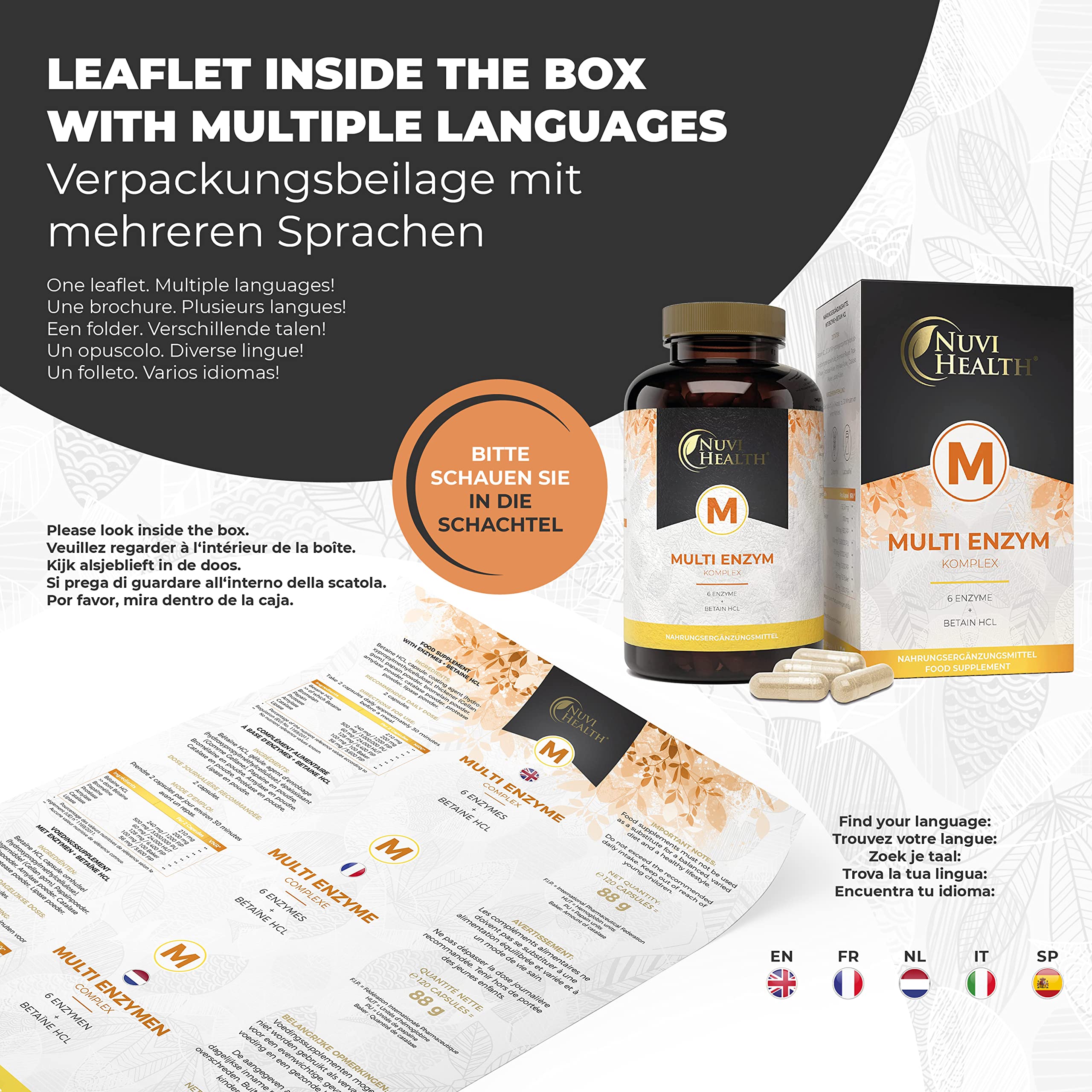 Enzimi digestivi - Complesso completo con 6 enzimi + betaina HCL - Con bromelina, papaina amilasi, catalasi, lipasi - Altamente dosato - Vegano - 120 capsule rivestite con enterica (Bright JC Caps®)