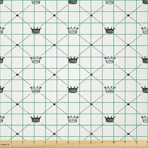 Miniatura 2 de Ambesonne Abstract Fabric by The Yard, Kings Crown Classic Empire Royal on Contemporary Simplistic Display, Stretch Knit Fabric for Clothing Sewing