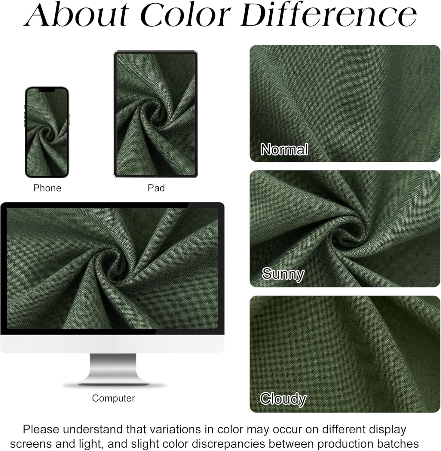 Naturoom Olive Green Shower Curtain, Neutral Linen Boho Farmhouse Rustic Vintage Country Spring Summer Themed Bath Decor Weighted Fabric Green Minimalist Cloth Shower Curtains for Bathroom, 72Wx72H