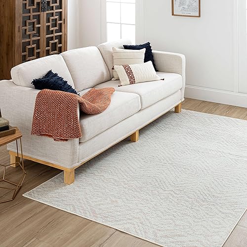 Miniatura 3 de Mohawk Home Zig Zag - Alfombra de área a rayas color crema marfil de 4 x 6 pies, perfecta para entrada, lavandería, pasillo