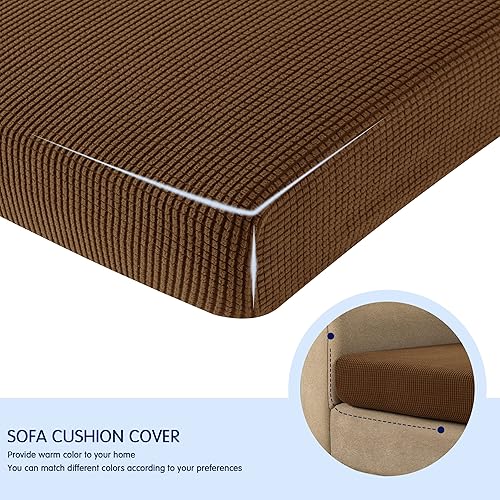 Miniatura 2 de SUBRTEX Funda de cojín elástica suave para asiento de sofá, funda de elastano adecuada para 1-2-3 plazas, repuesto para protector de muebles (café,