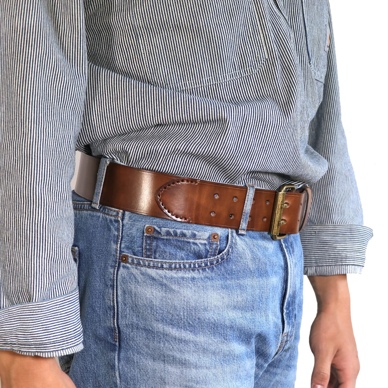 TOURBON Deluxe Rindsleder Gürtel für DIY Werkstatt Werkzeugtasche Western Cowboy Herren Gurt