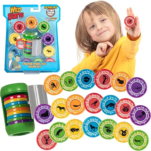 Wild Kratts Chris Creature Power Disc Holder Set w 20 Discs -Figure Toy for Pretend & Dress Up Play-Includes 15 Exclusive Power Discs -Officially Licensed Toys for Children-Gift for Kids Boy Girl