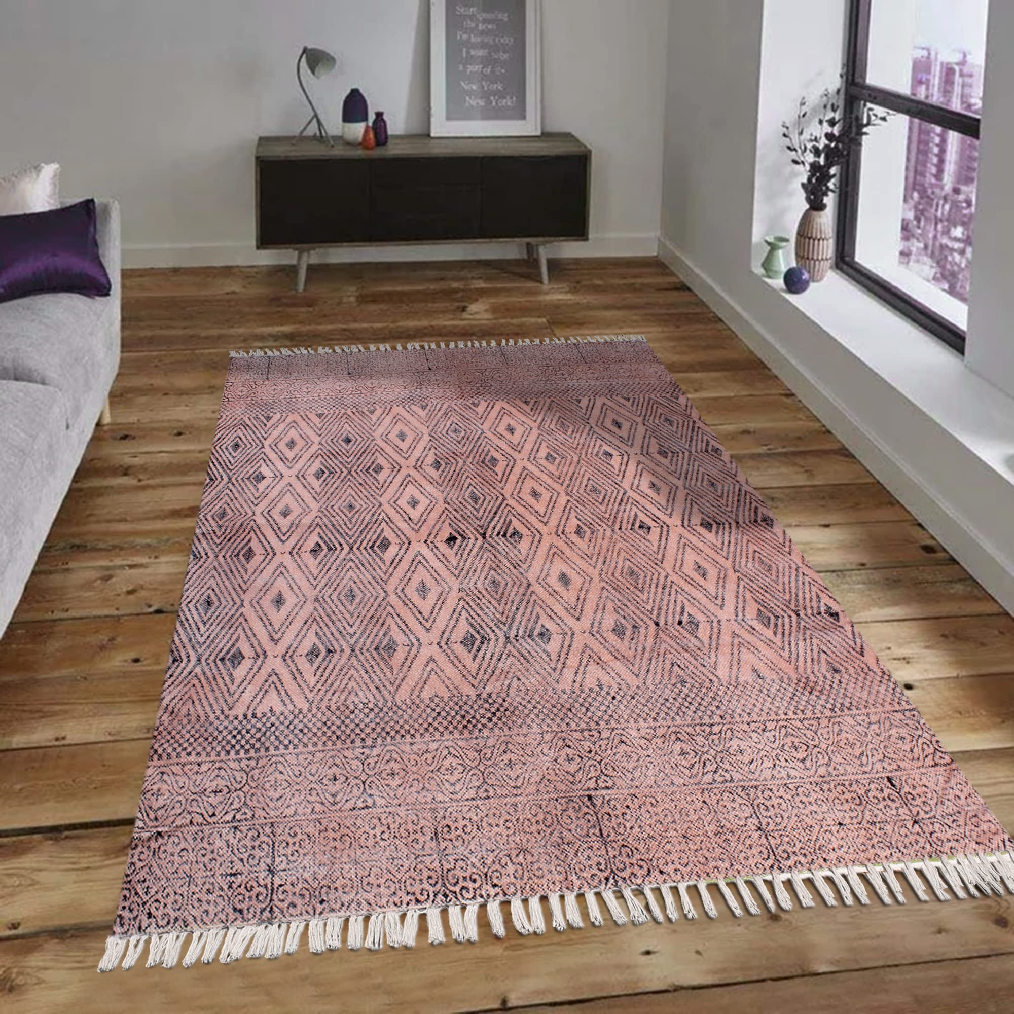Tapis de sol bohème en coton pour réchauffer l'ambiance du salon