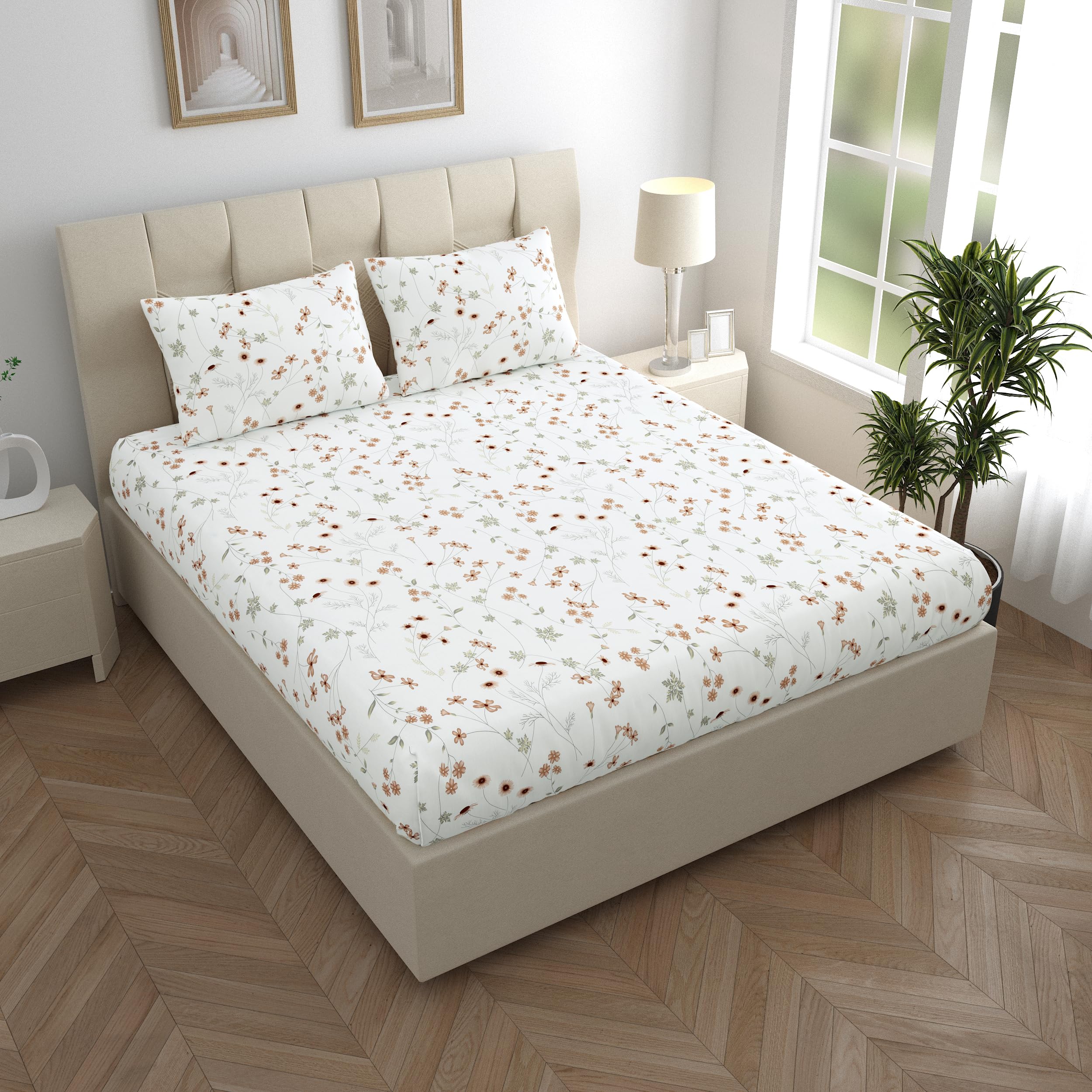 LINENWALAS 100% Cotton Percale Double Size Fitted Sheet Only - Image 2