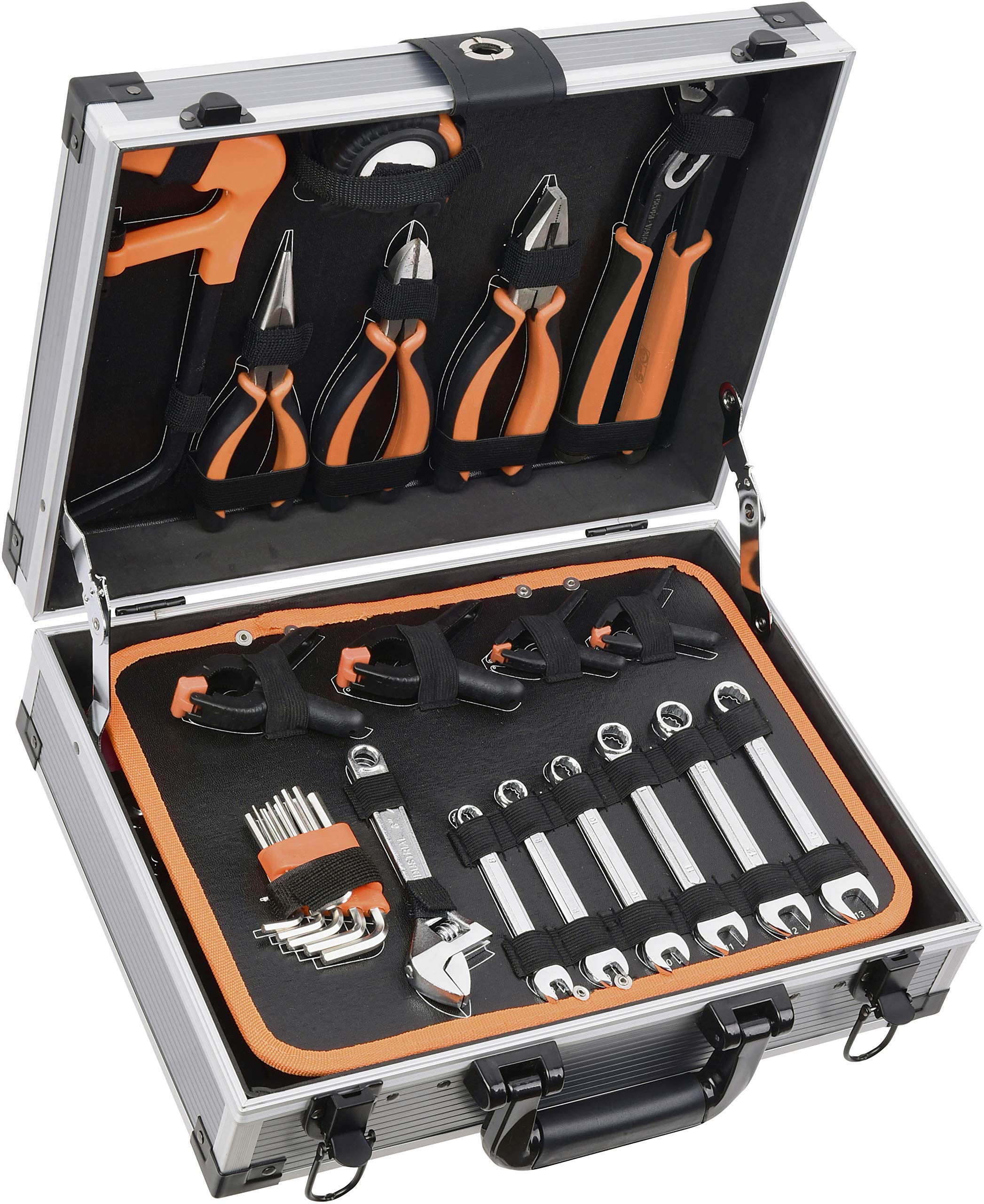 BOXER® Mallette à outils 107 pièces – Valise aluminium avec cliquet 3/8", douilles 1/4" & 3/8", embouts, pinces et tournevis