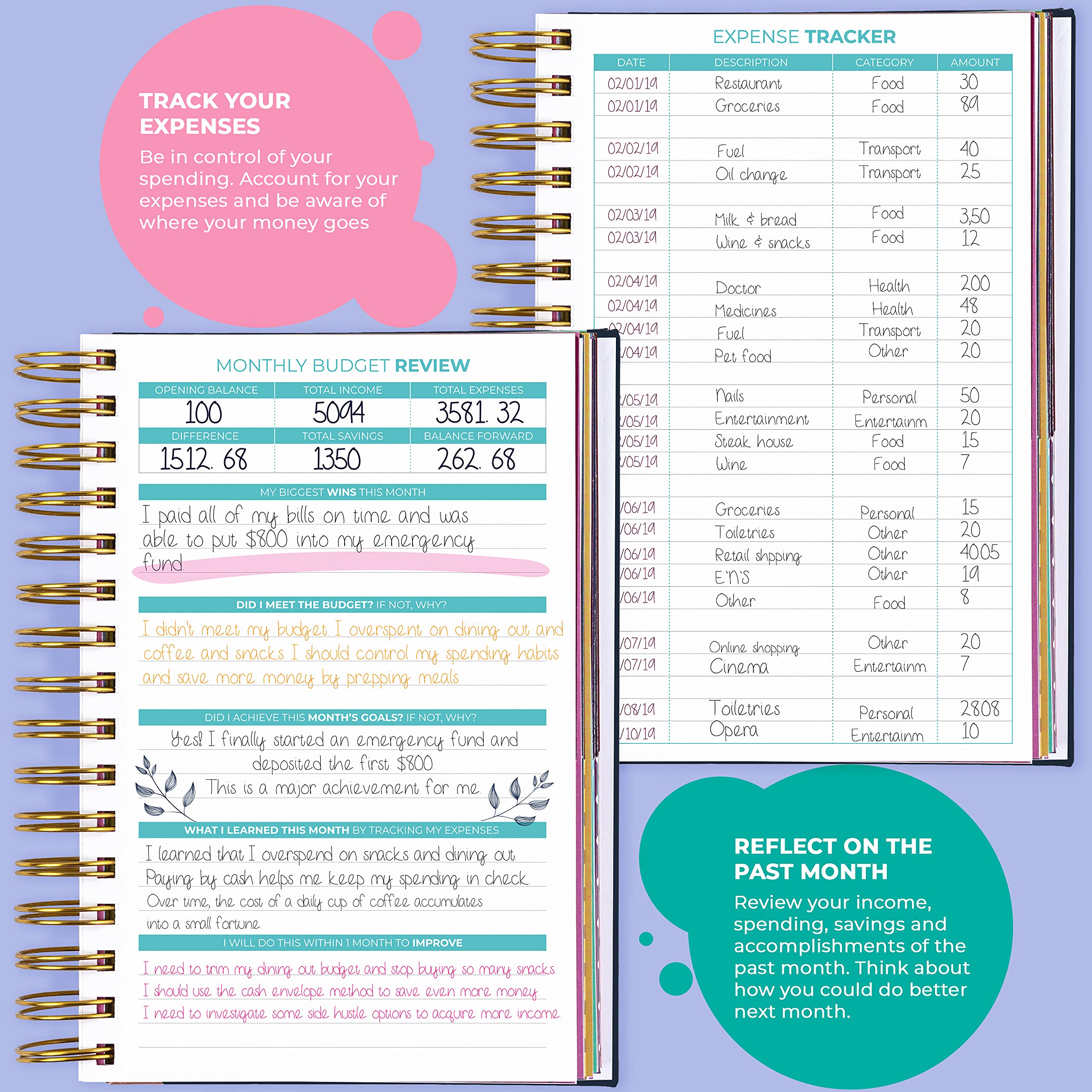 Clever Fox Budget Planner Premium Edition â€" Expense Tracker Notebook 5 Cash Envelopes Organizer Book Journal Control Your Money Undated A5 Hardcover Bl - View #5