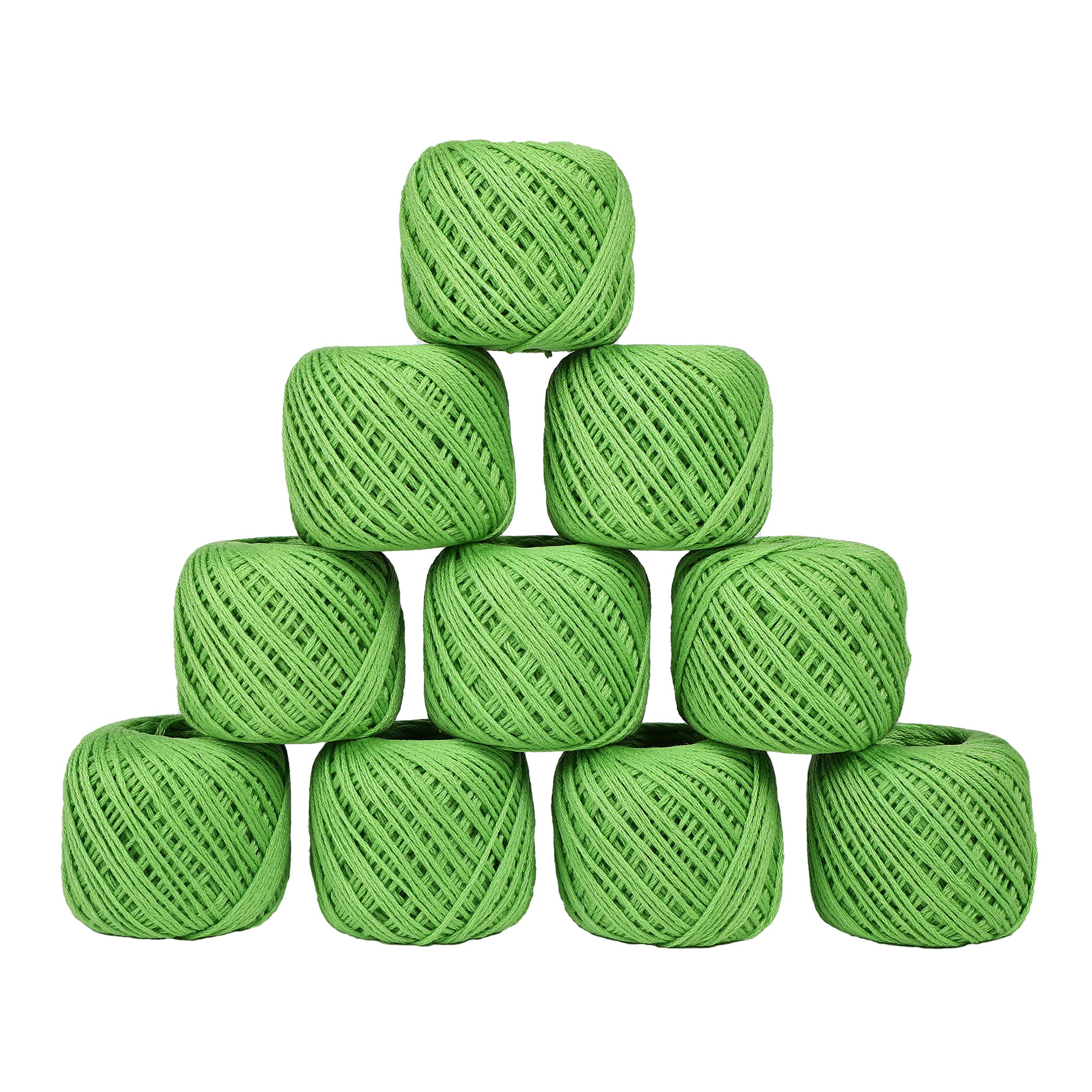 TIMESETL Crochet Thread Set Of 10 Ball Crochet Cotton Thread Yarn For Knitting And Craft Making. Size 20 Gram 55 To 60 Mtr Approx (Jasmin Green), 230 Gram
