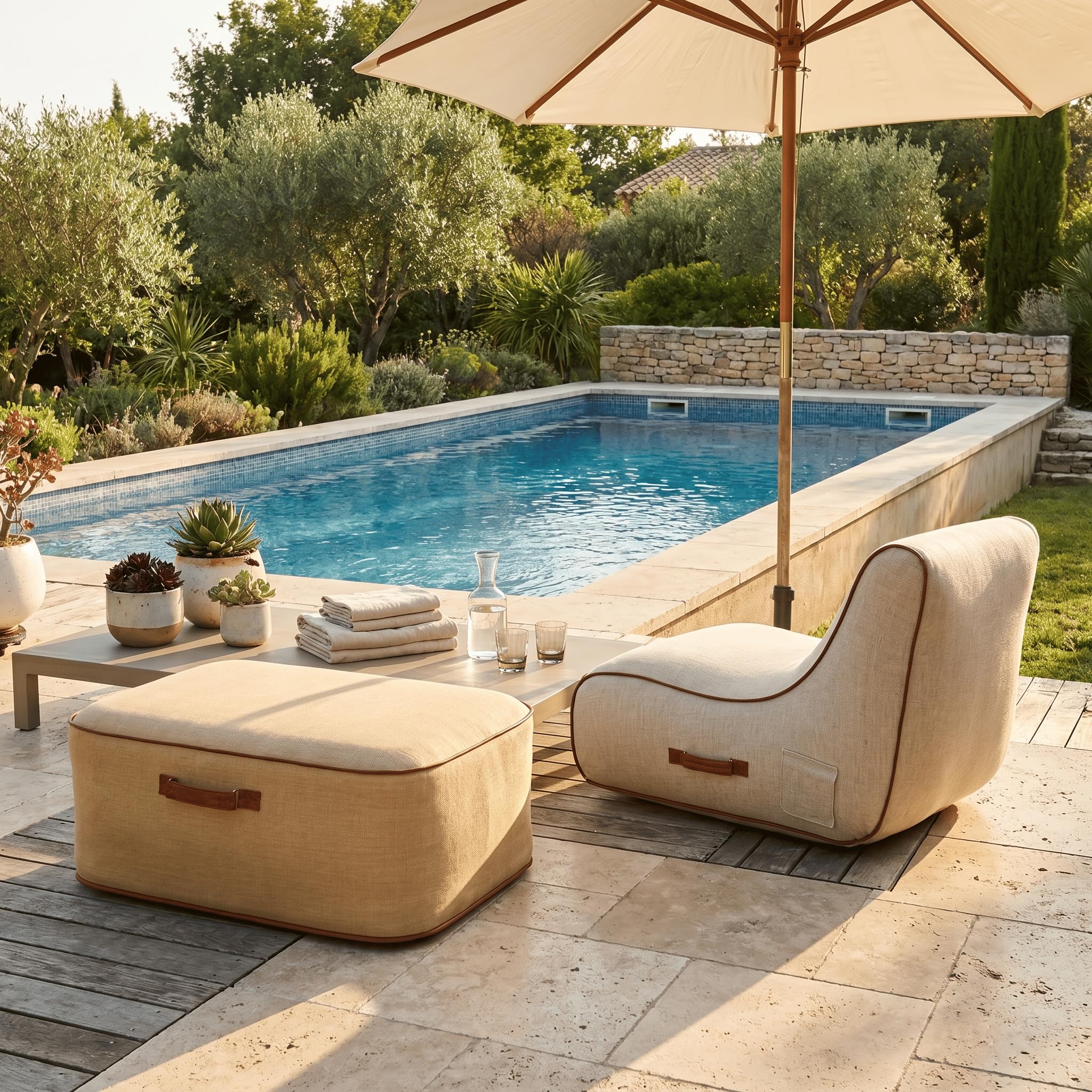 Pouf NUMA Gonflable Design pour Jardin Extérieur Haute Qualité - Pouf pour Terrasse - Détente Tranquilité et Relaxation (Boho)