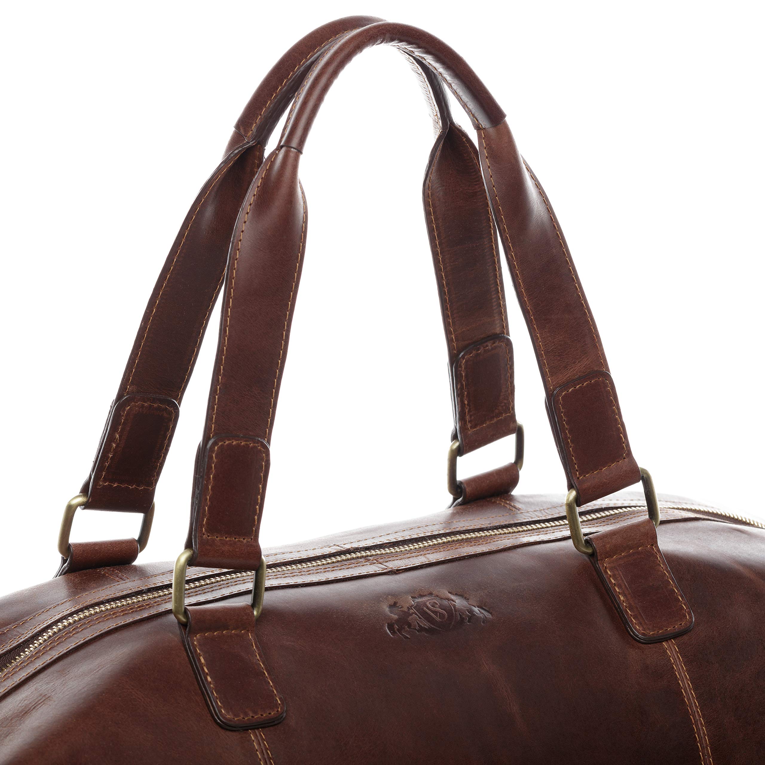SID & VAIN® Bolsa de Viaje tamaño Grande Logan Bolso de Deporte Fin de Semana Maletín Weekender Equipaje de Mano Cabina Piel marrón