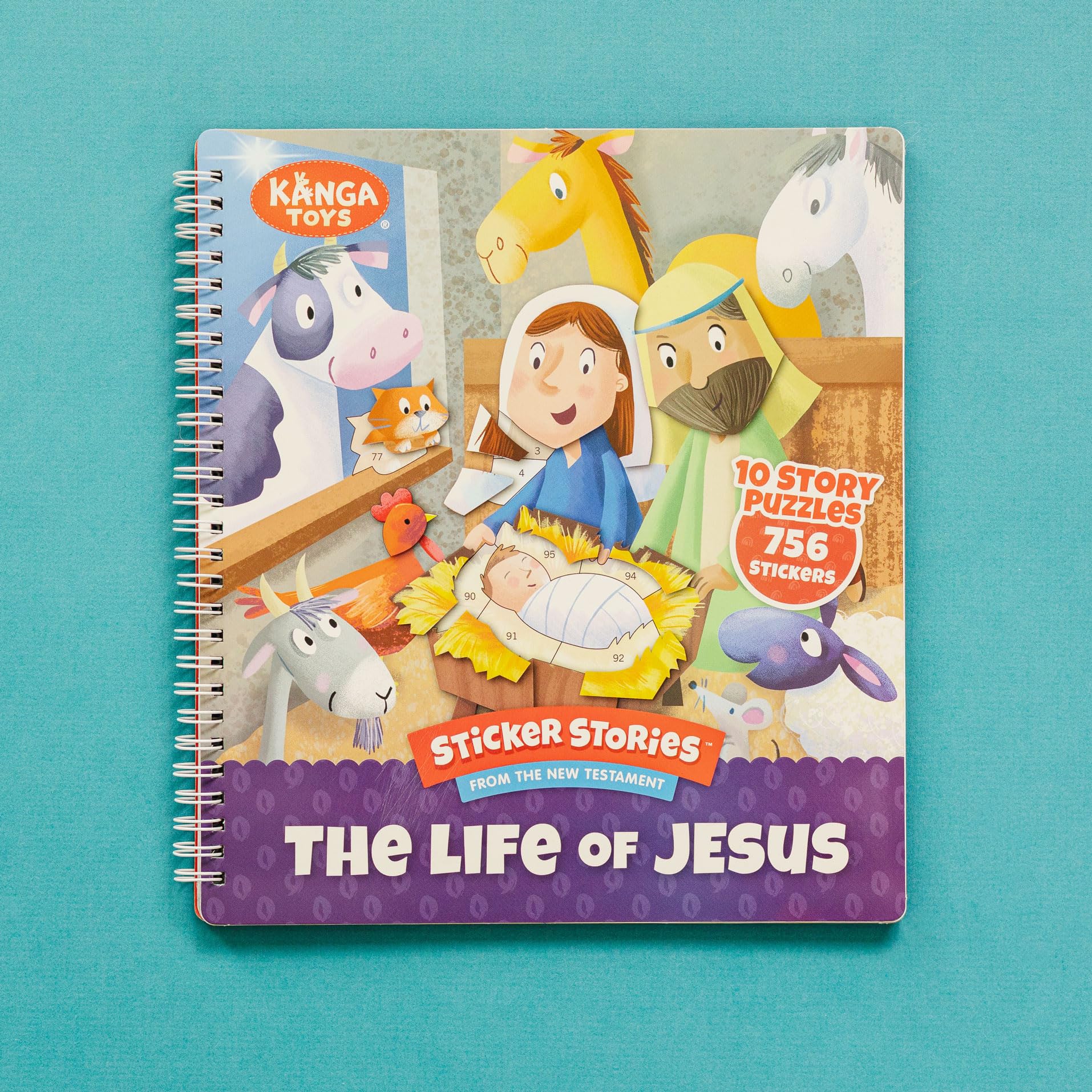 The Life of Jesus Sticker Stories: Libro de actividades del Nuevo Testamento, 756 calcomanías, 10 historias, encuadernado en espiral, a partir de 7 años