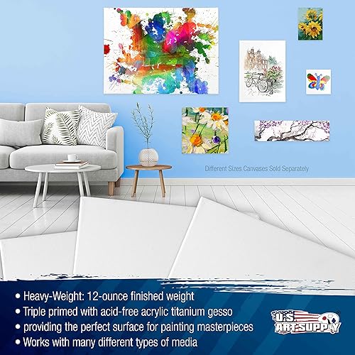 Miniatura 4 de U.S. Art Supply 30 x 48 inch Stretched Canvas 12-Ounce Triple Primed, 3-Pack - Professional Artist Quality White Blank 34" Profile, 100% Cotton,