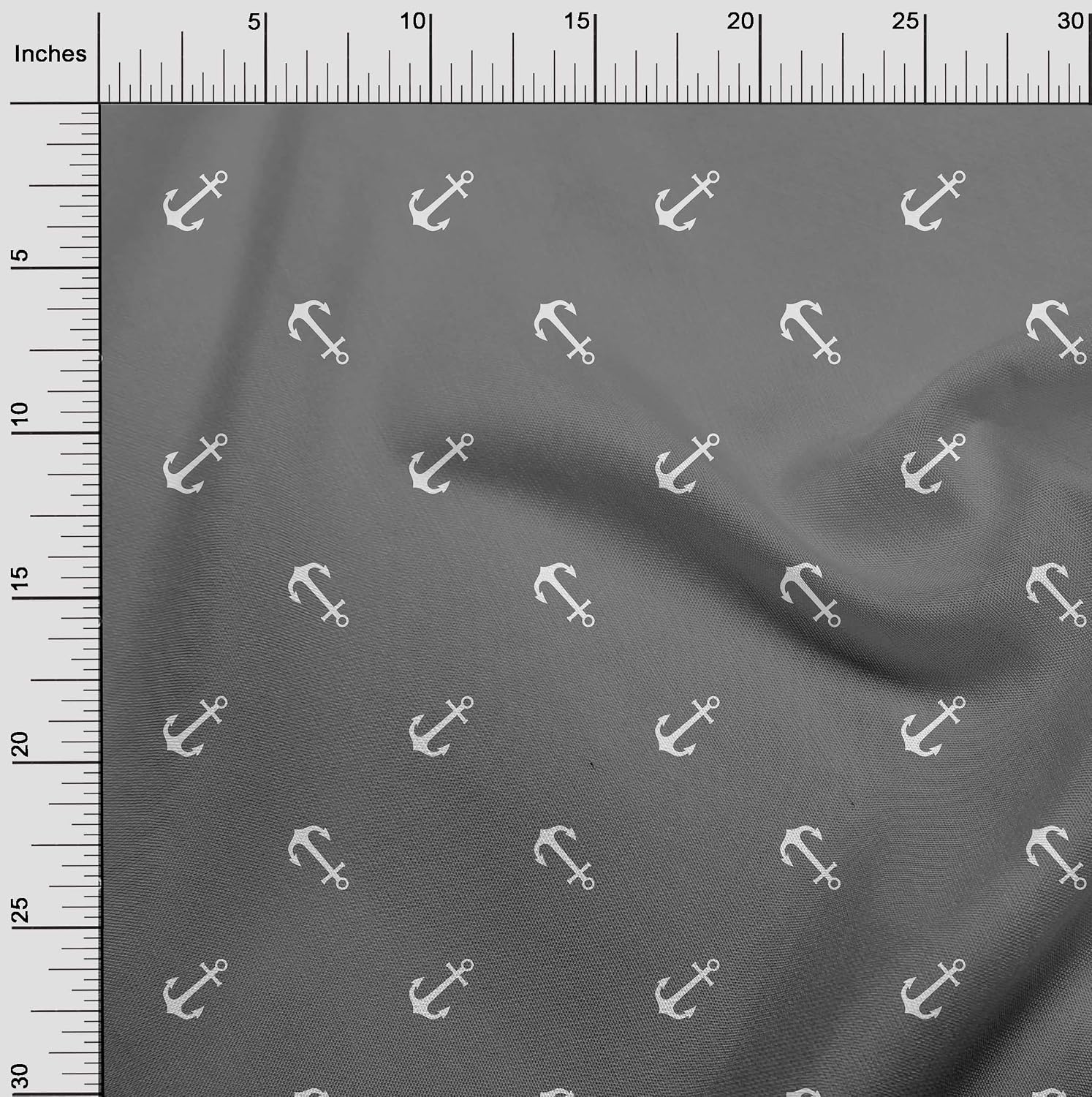 oneOone Viscose Chiffon Grayish Blue Fabric Nautical Anchor Craft Projects Decor Fabric Printed By The Yard 42 Inch Wide