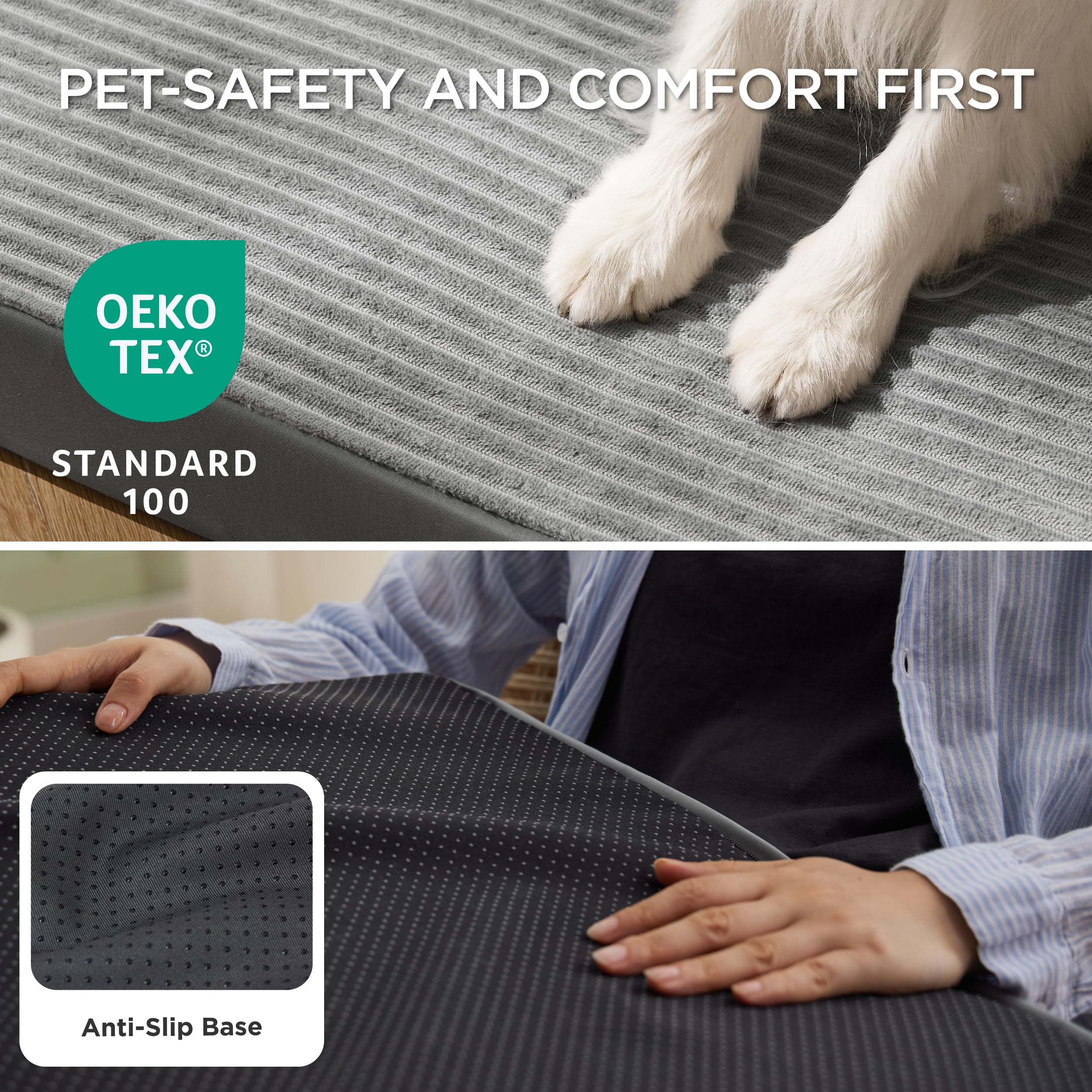 Bedsure Orthopedisch hondenbed voor kleine honden, 76 x 51 x 7,6 cm, hondenkussen, wollige hondenmat, wasbaar, donkergroene hondenmatras voor kleine honden