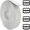 2 Inch Nylon Webbing Strap with Plastic Tri-Glide Slide Clips, 10 25 50 Yards Heavy Duty Nylon Strapping for Indoor or Outdoor Gear, DIY Crafting, Repairing