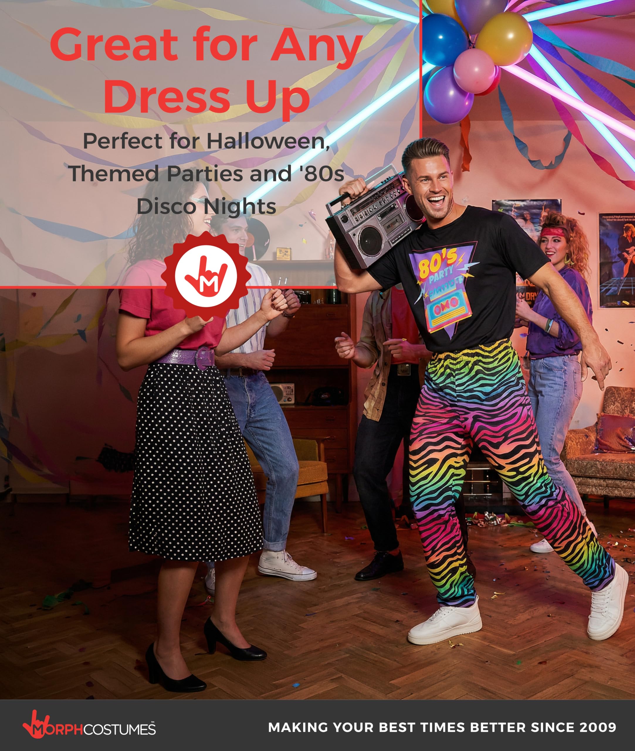 Morph Disfraz Retro Hombre, Traje Fiesta Despedida Soltero, Ropa Fiesta Años 80 y 90
