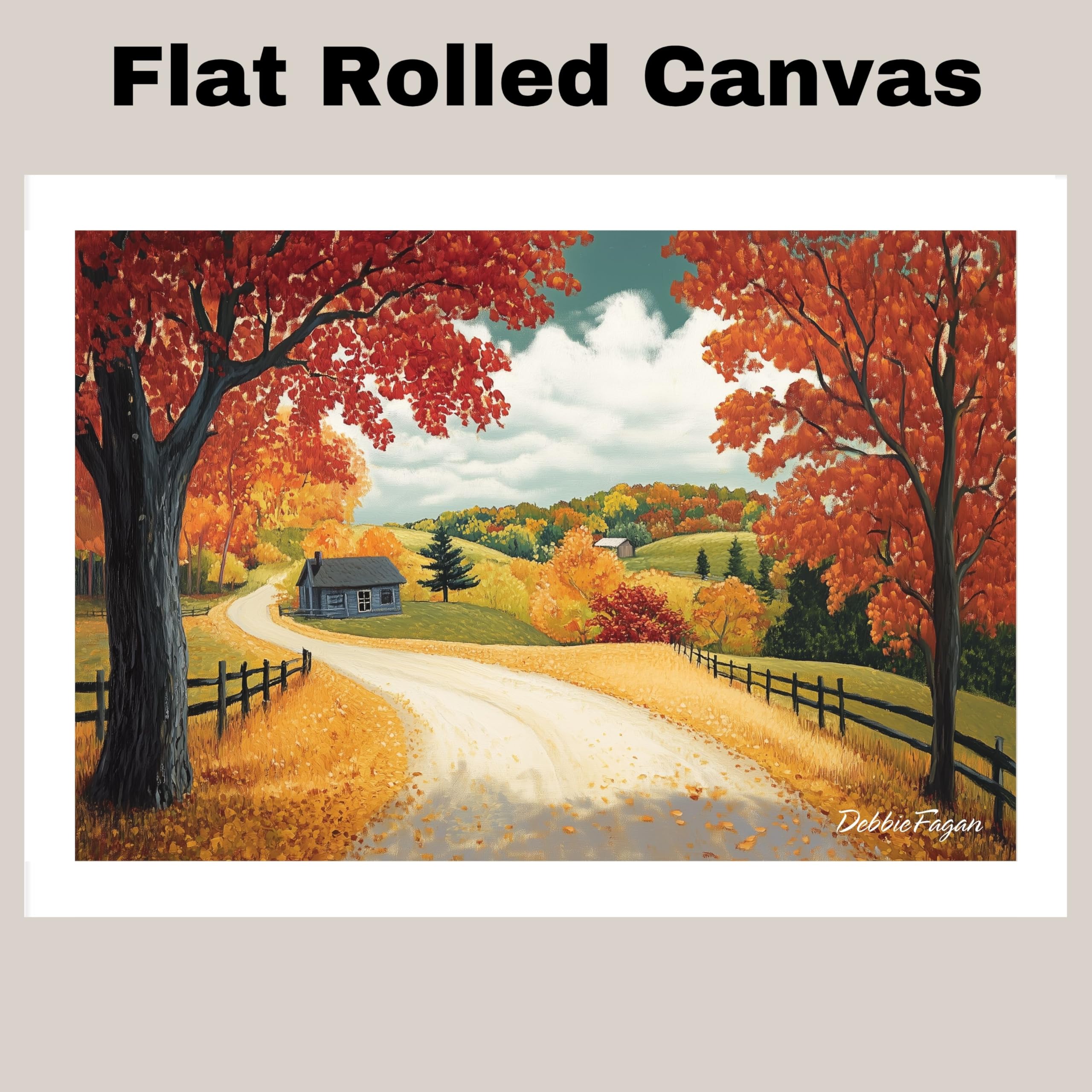 Amazon.com: Curving Autumn Road with Blue Cabin and Hills