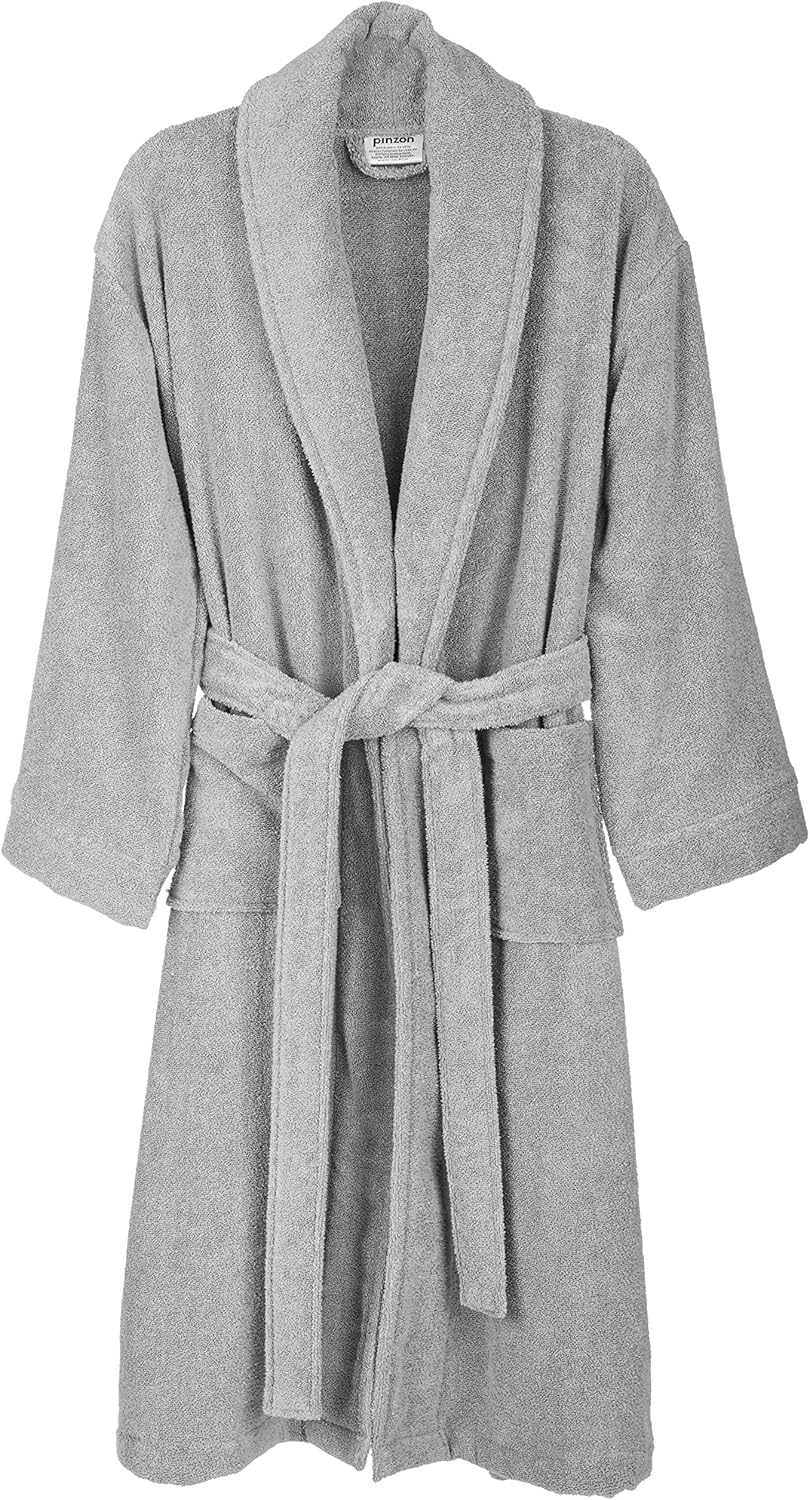  Brand – Pinzon Terry Bathrobe 100% Cotton, Platinum, Small / Medium : Clothing, Shoes & Jewelry