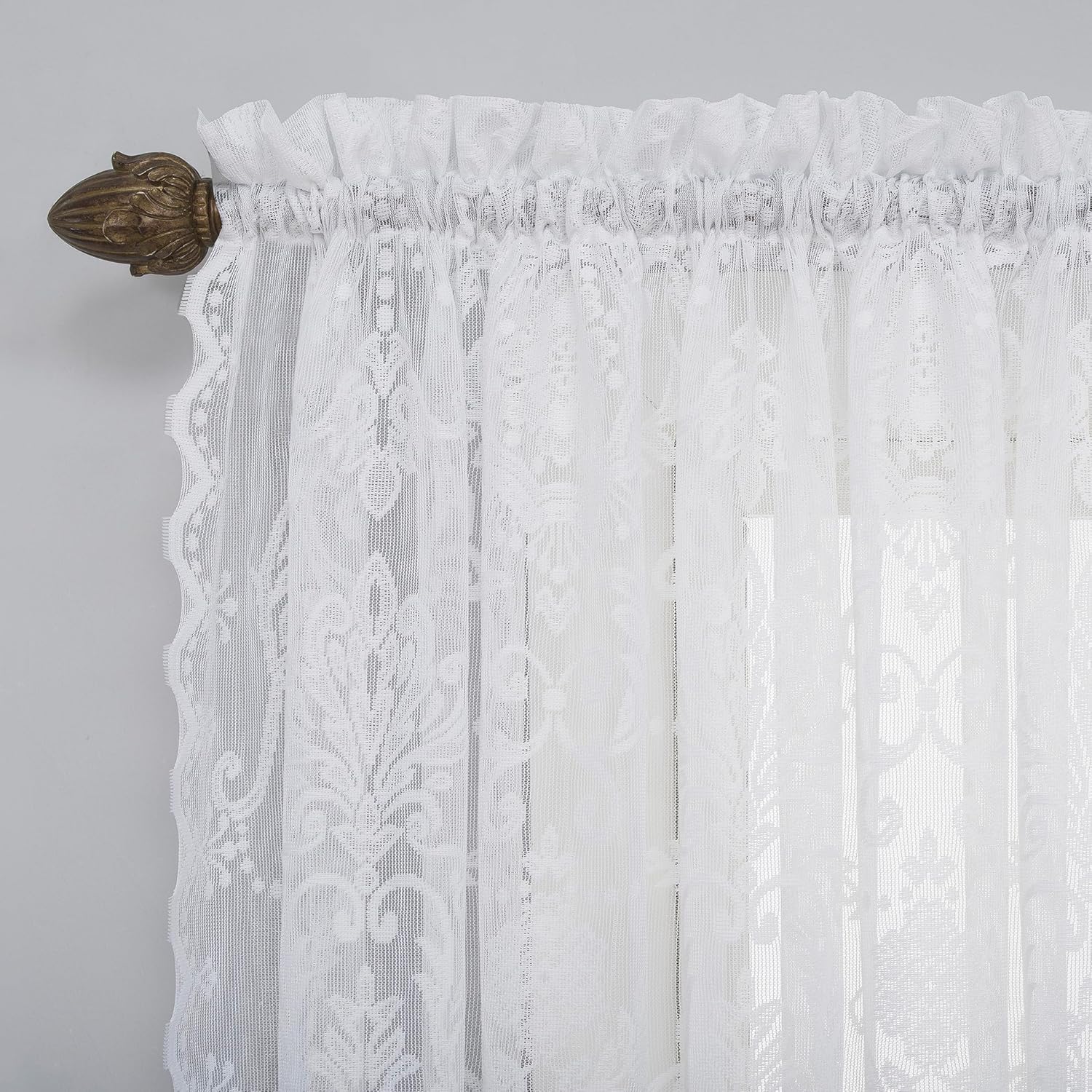 No. 918 Ariella Floral Lace Rod Pocket Curtain Panel, 58" x 63", White