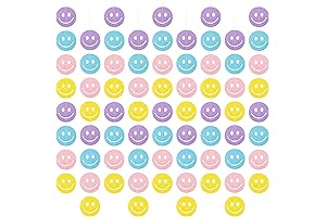 Preppy Pastel Smiley Face Cut Out Decorations - 9 Pcs Hanging Garland
