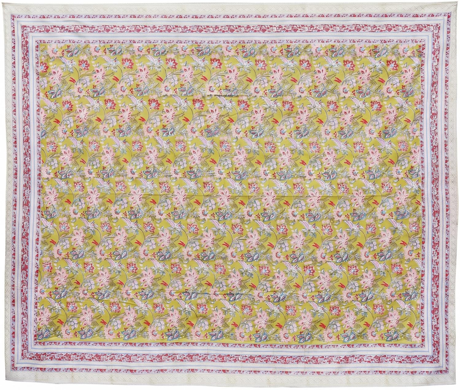 Blockdruck Tagesdecke, Bett & Sofaüberwurf, Design 9, Double 225*275 cm | 100% Baumwolle, handgefertigt, traditioneller Blockdruck, vielseitig einsetzbar, dekorativ