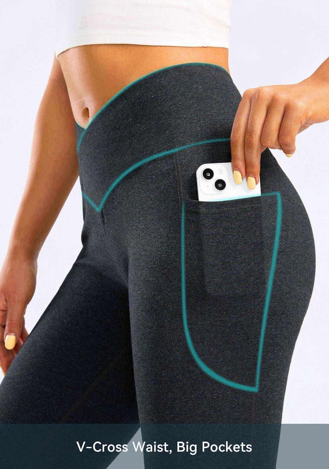 G Gradual Women's Flare Leggings Crossover Yoga Pants 29"/30.5"/32" High Waist Bell Bottom Pants for Women with Pockets(Charcoal,30.5-M) - Image 4