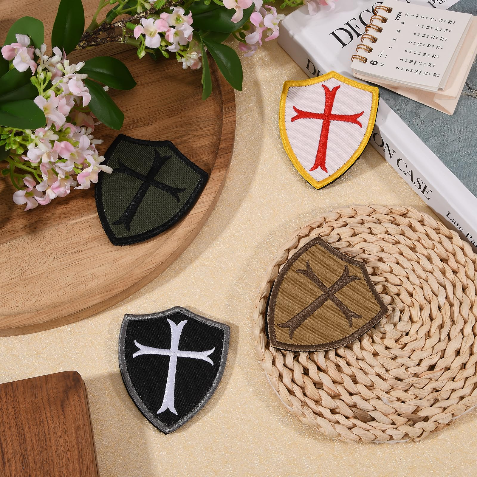 8 parches bordados de cruz templaria con cierre de para mochilas tácticas, ropa DIY, chalecos, sombreros y accesorios para exteriores